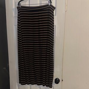 LOFT Black and Brown Striped Maxi Skirt